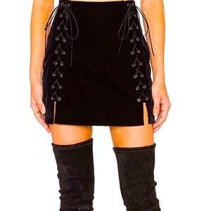 Lace Up Mini Skirt in Black Endless Rose
